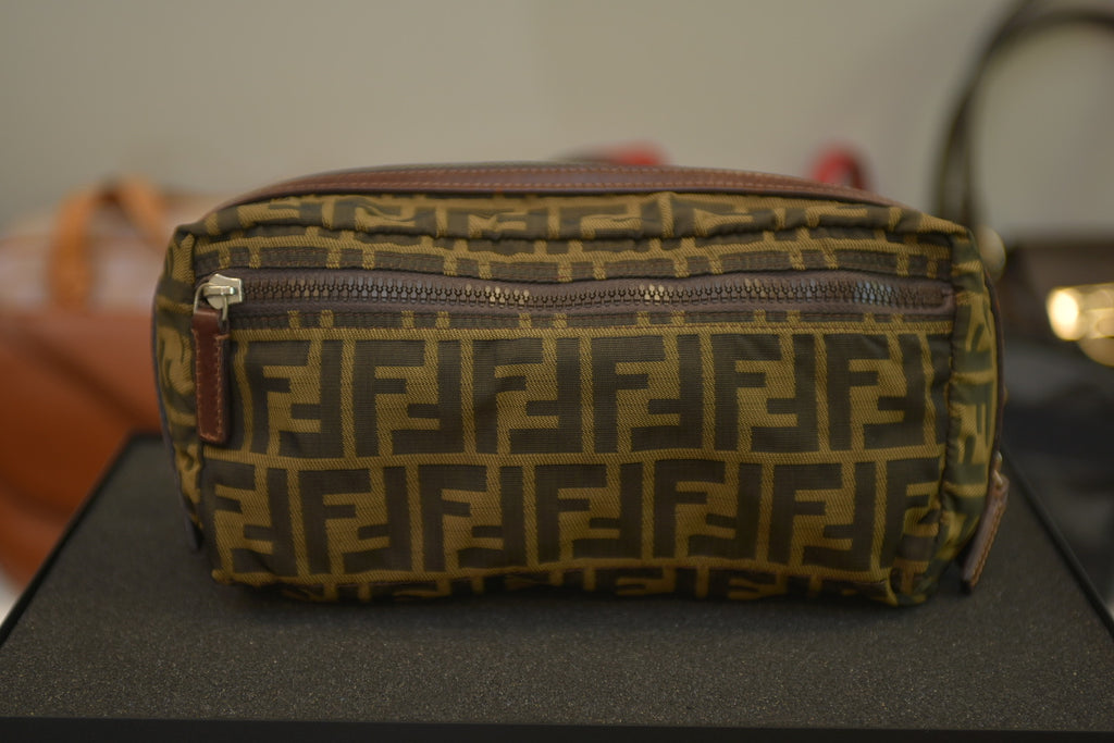 FENDI Zucca Clutch Hand Bag Purse Nylon Leather
