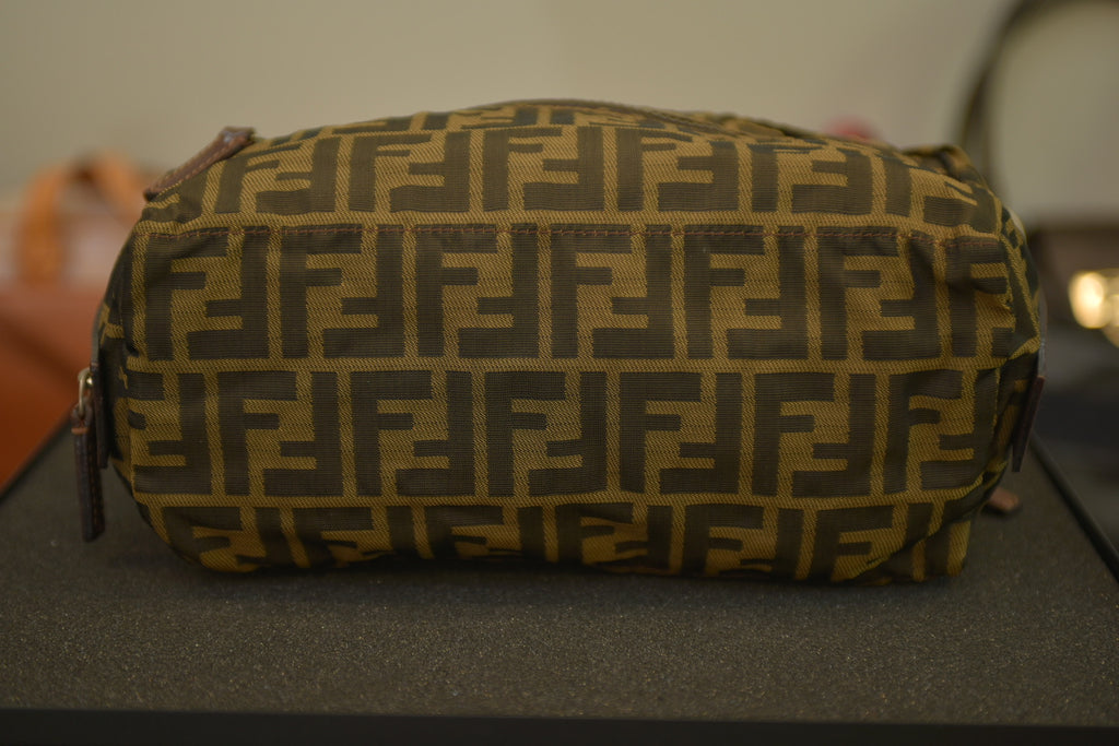 FENDI Zucca Clutch Hand Bag Purse Nylon Leather