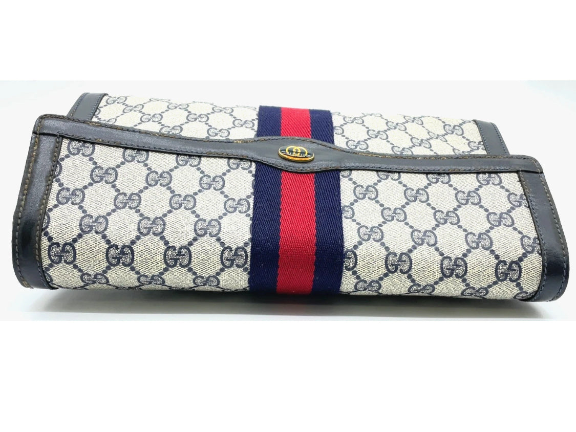 Gucci GG Supreme Sherry Line Clutch Bag Vintage