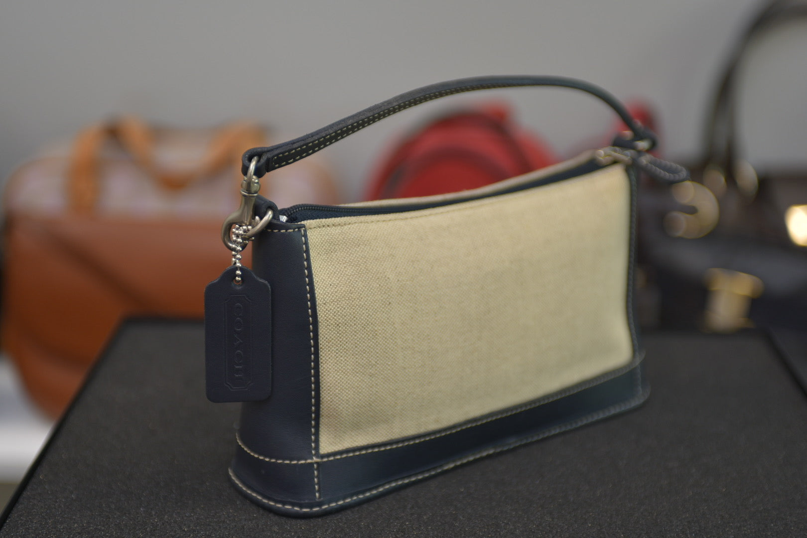 COACH Hand Bag Pouch Purse Canvas Leather