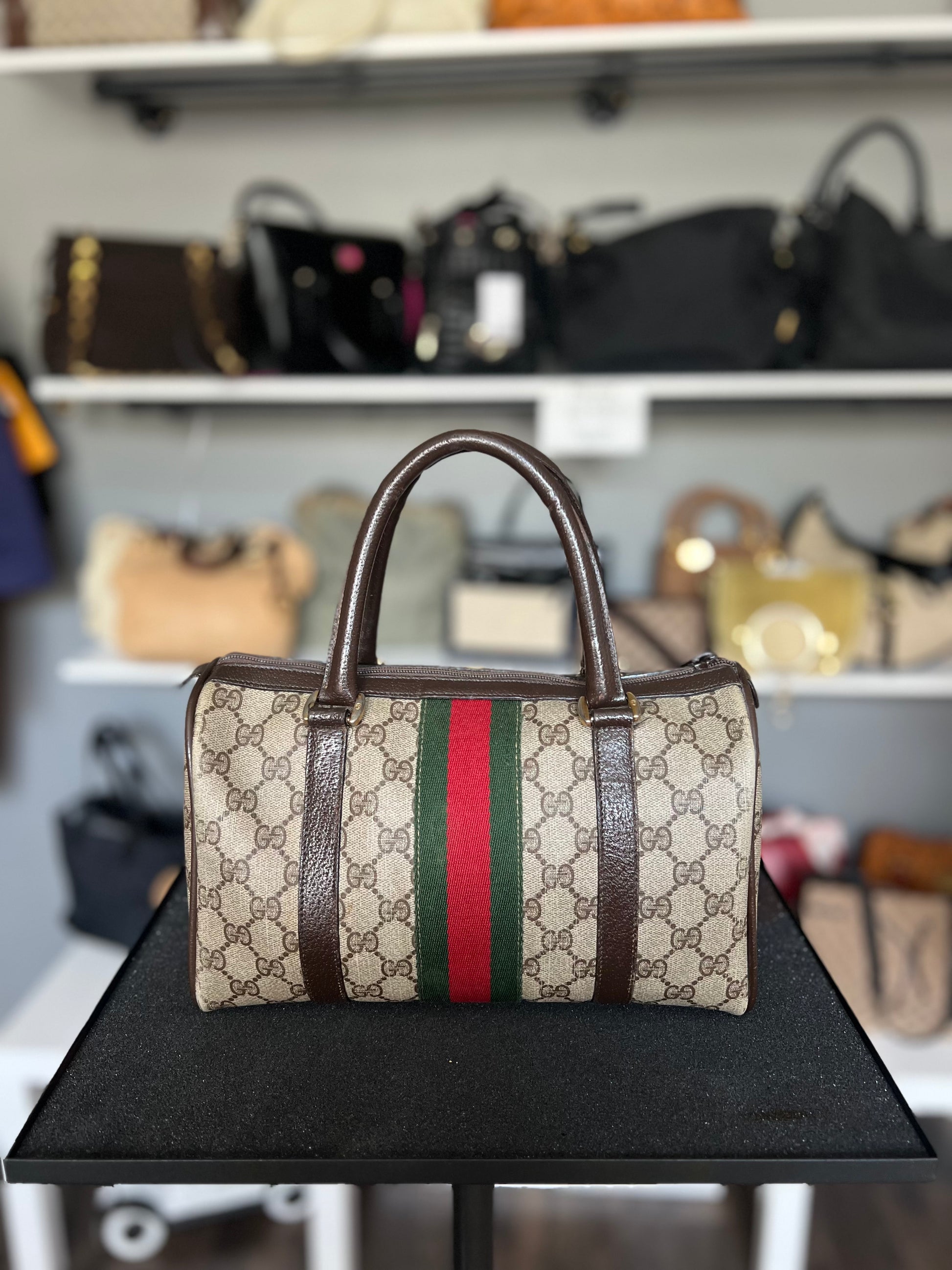 Gucci GG Supreme Sherry line Mini Boston Bag