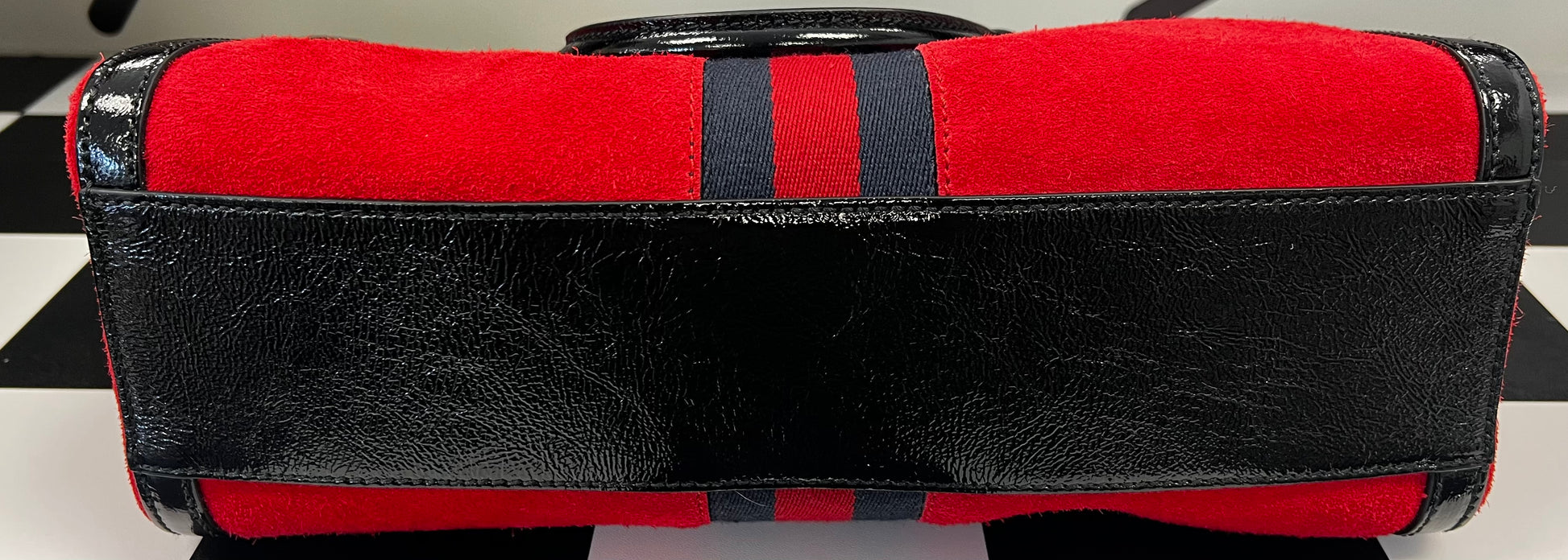 Gucci Red Suede Medium Ophidia Boston W/ Box & Dustbag