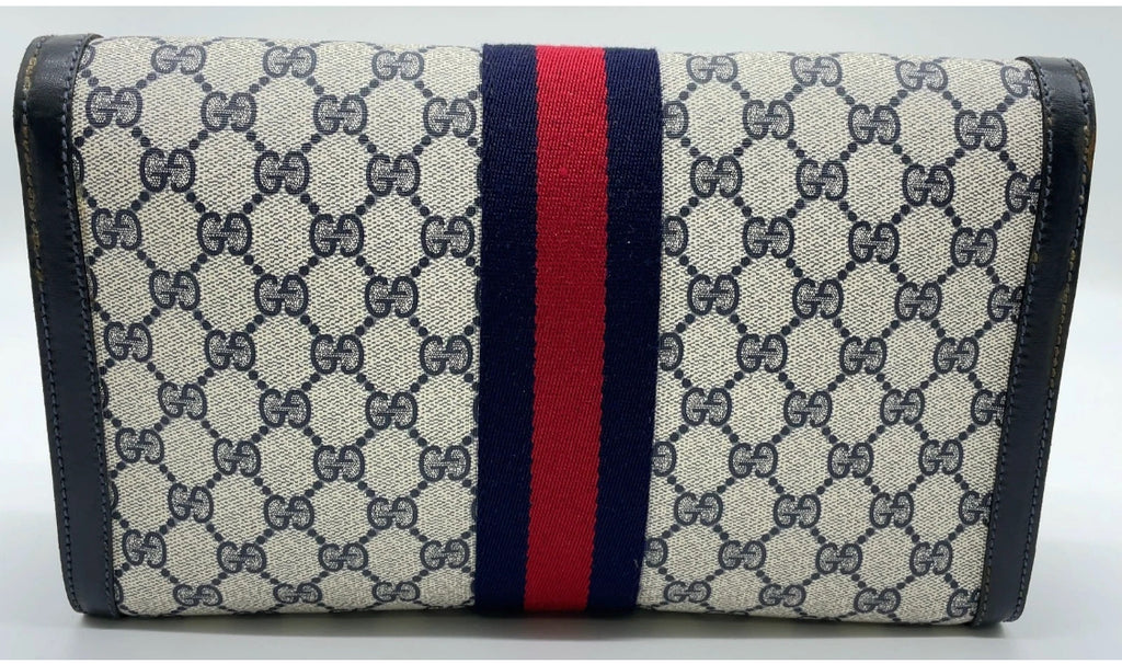 Gucci GG Supreme Sherry Line Clutch Bag Vintage