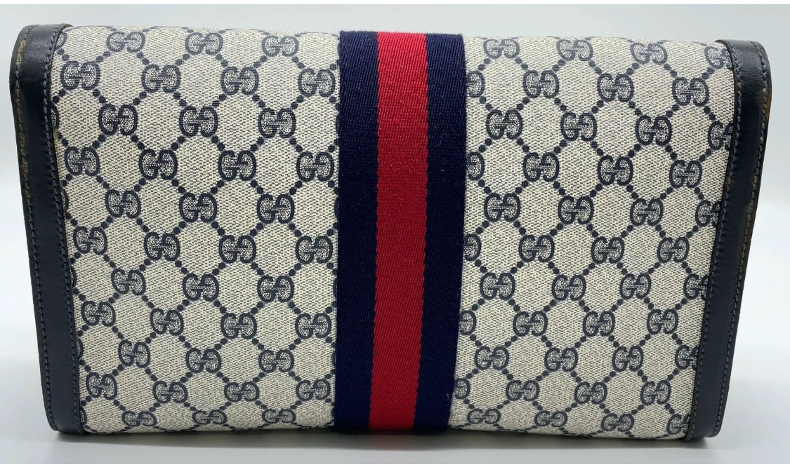 Gucci GG Supreme Sherry Line Clutch Bag Vintage