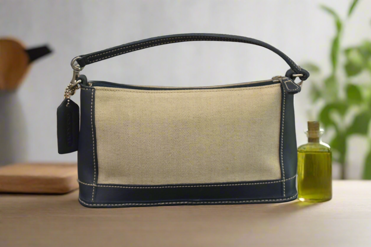 COACH Hand Bag Pouch Purse Canvas Leather
