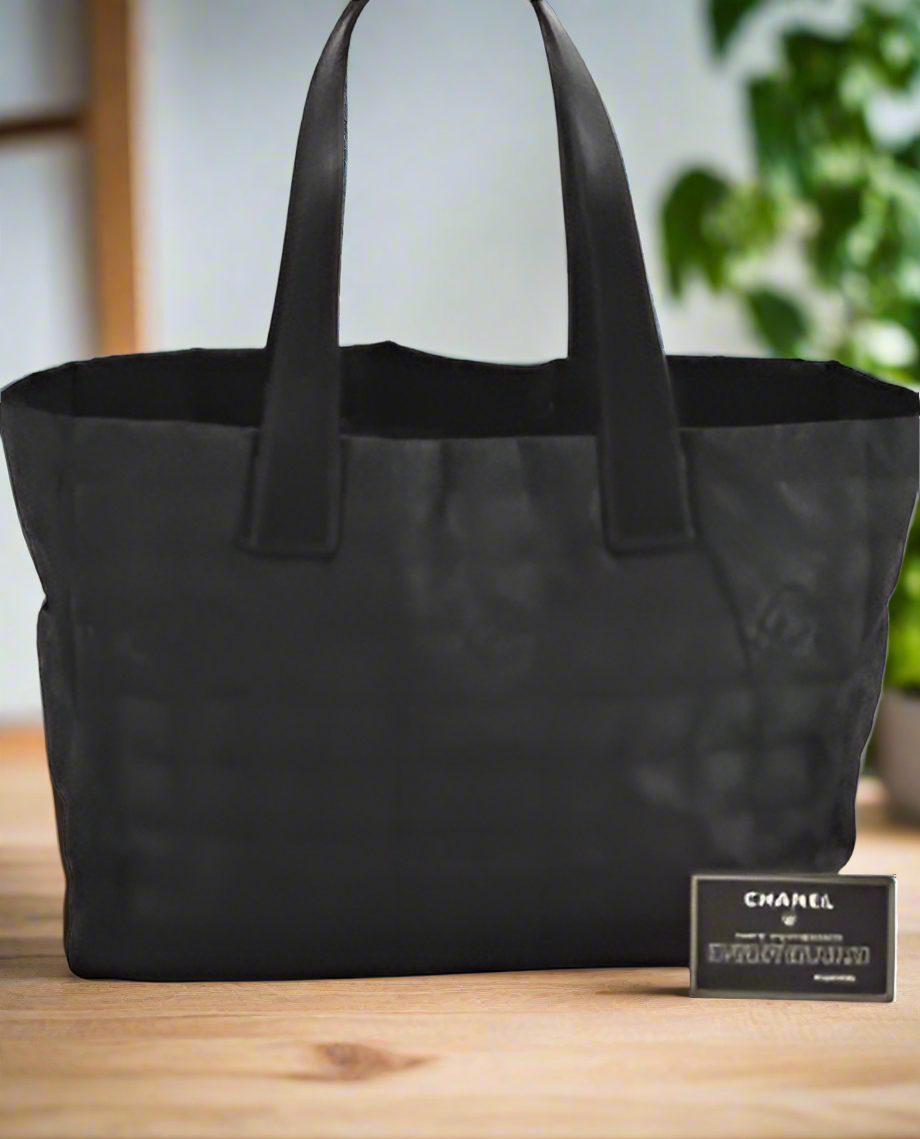 CHANEL New Travel Line Shoulder Tote Bag Nylon Leather