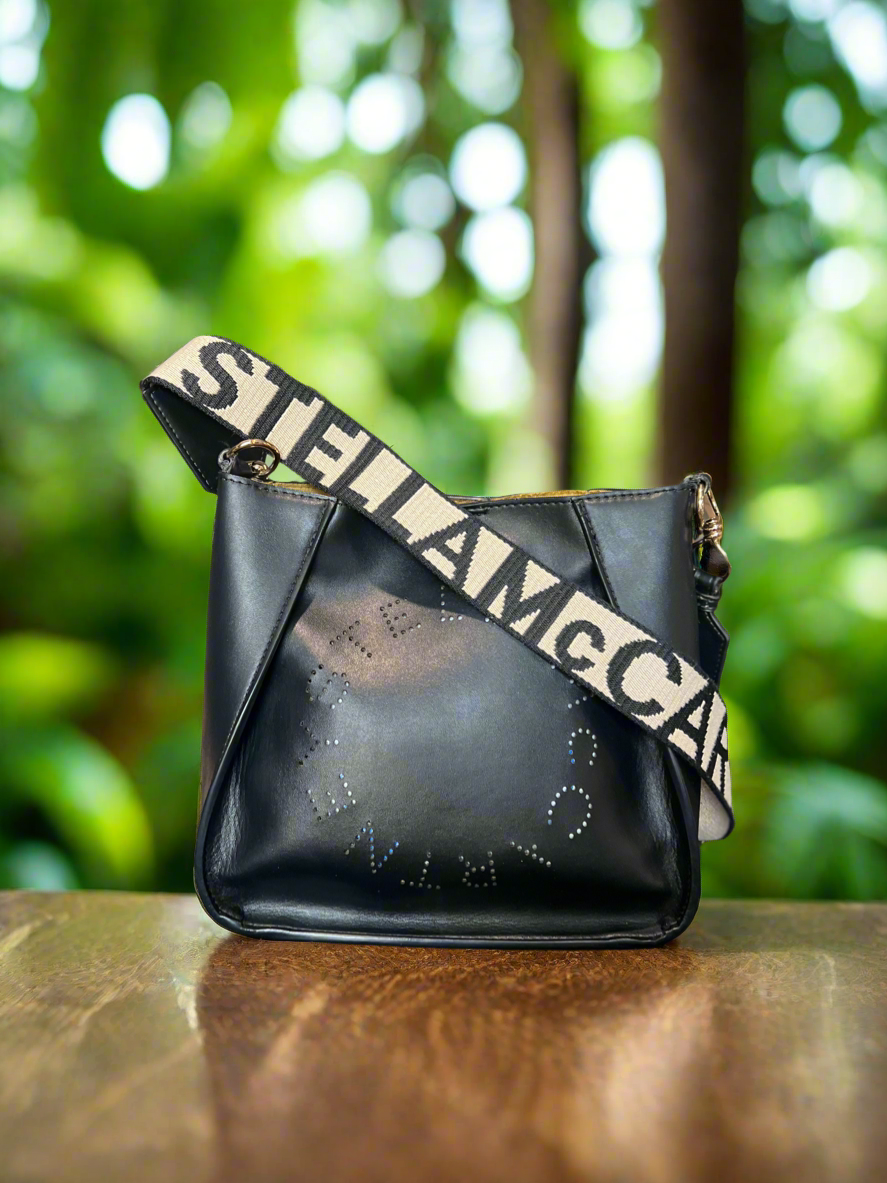 STELLA MCCARTNEY 
Eco  Alter Nappa  Logo Mini Crossbody Black