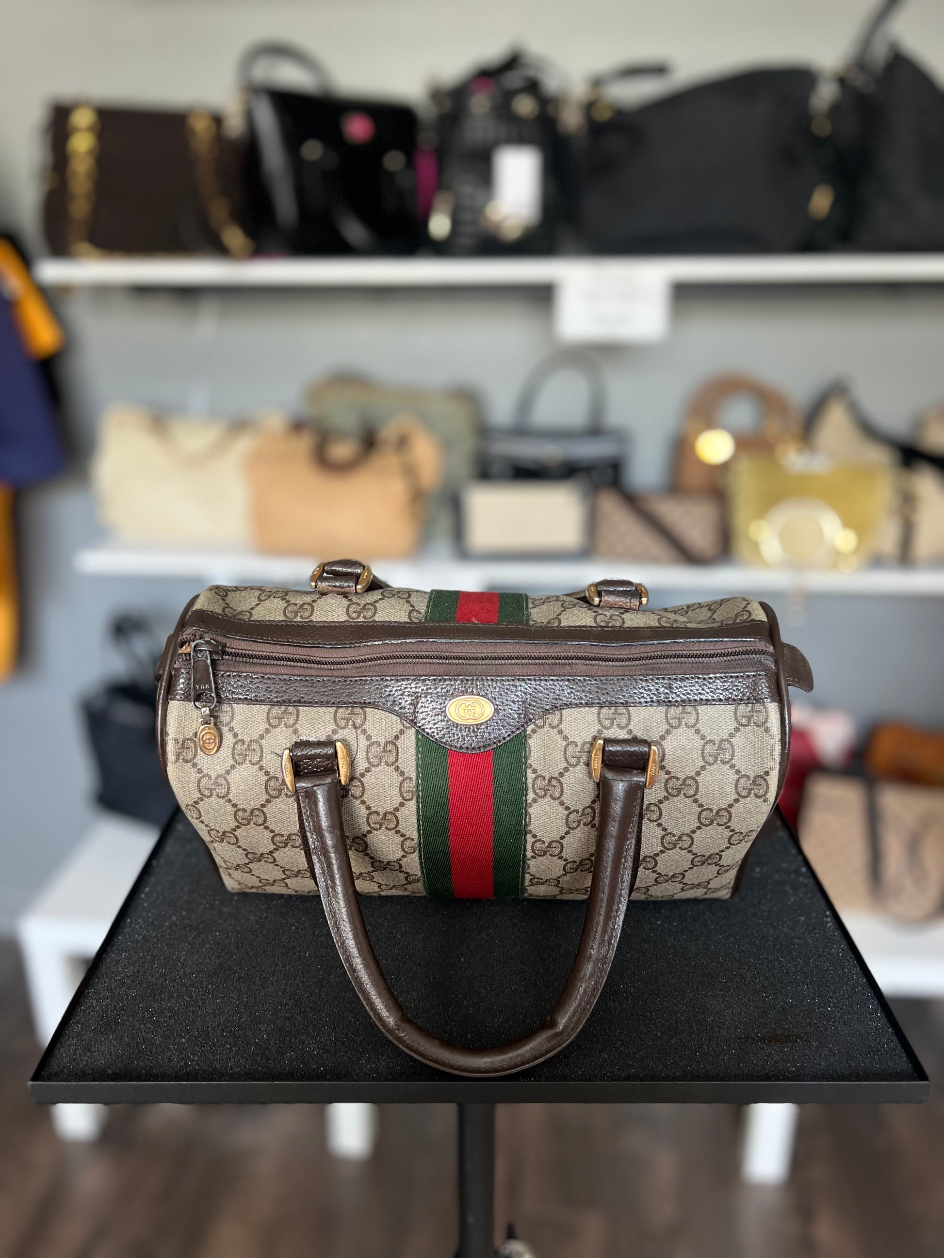 Gucci GG Supreme Sherry line Mini Boston Bag