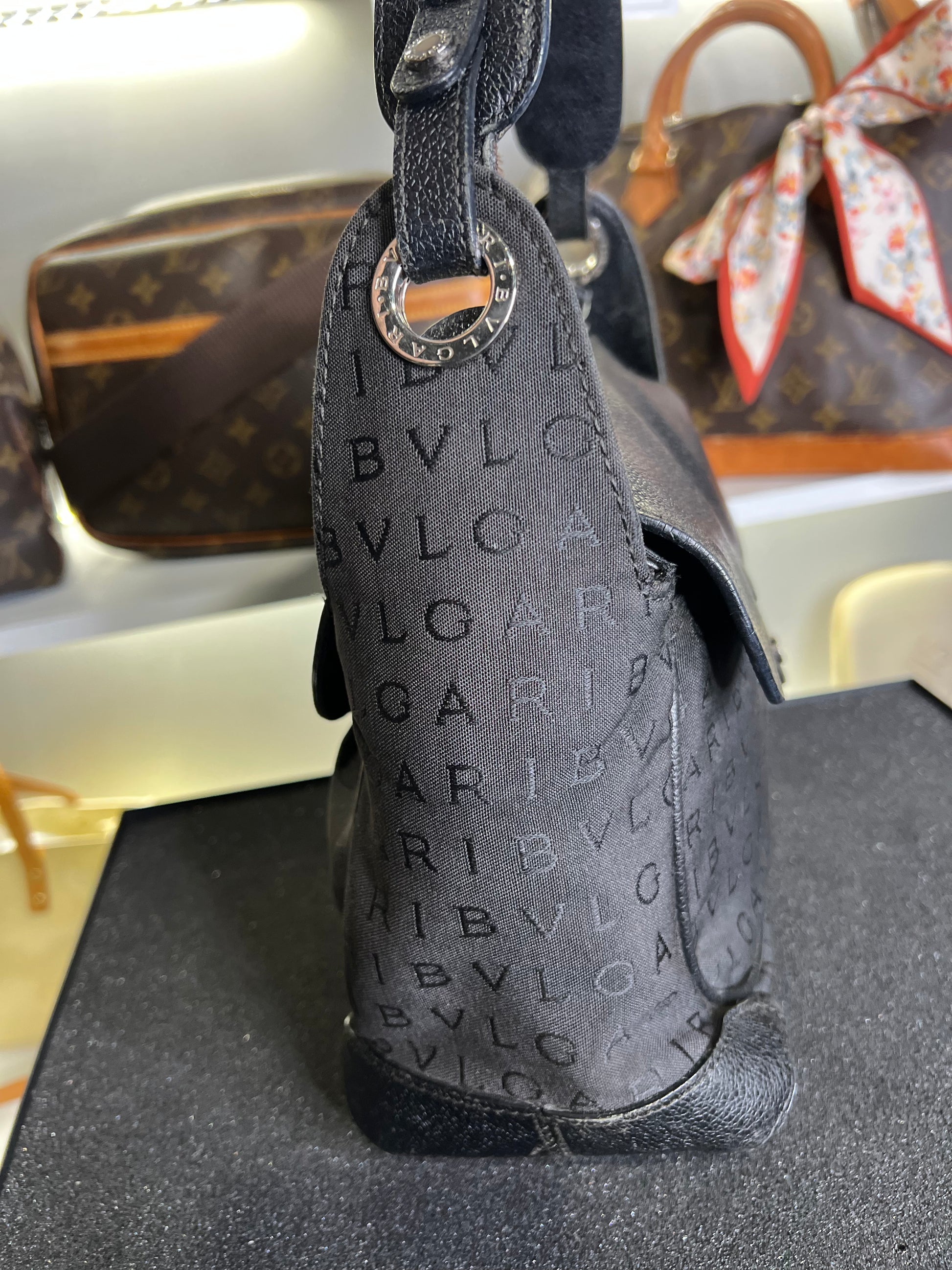 BVLGARI  Handbag Shoulder Bag Logo Canvas Leather