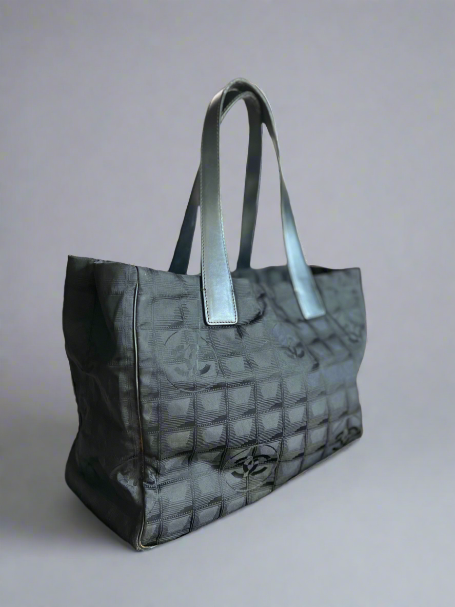 CHANEL New Travel Line Shoulder Tote Bag Nylon Leather