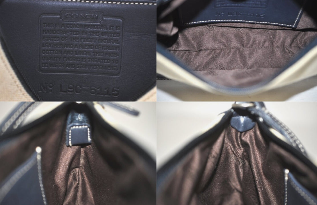 COACH Hand Bag Pouch Purse Canvas Leather